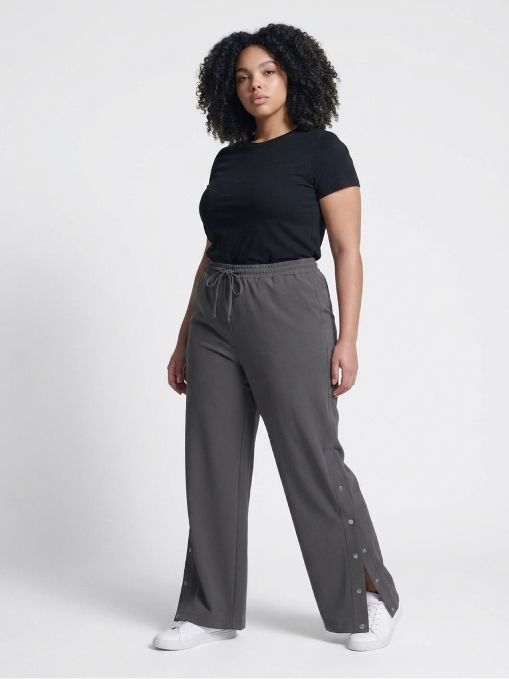 Athleta Wide-Leg Snap Hem Pants in Charcoal